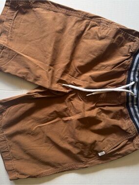 Vans Men's Brown Swim Shorts with Striped Waistband